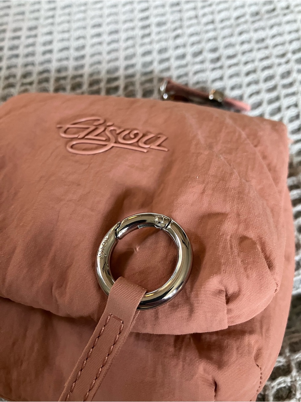Blush Pink Quilted Crossbody with Silver Ring Closure